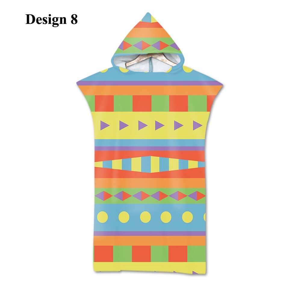 aztèque bohème géométrique Triangles Zigzags diamants rayures imprimer grand adulte Poncho à capuche piscine bain serviette de plage: Design 8