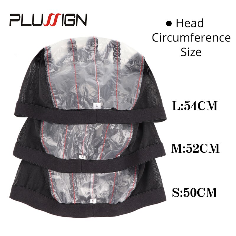 Plussign-Gorras para hacer pelucas, gorro de encaje con banda, tamaño S/M/L, Kit de malla para el cabello, herramientas para el cabello gruesas de , novedad