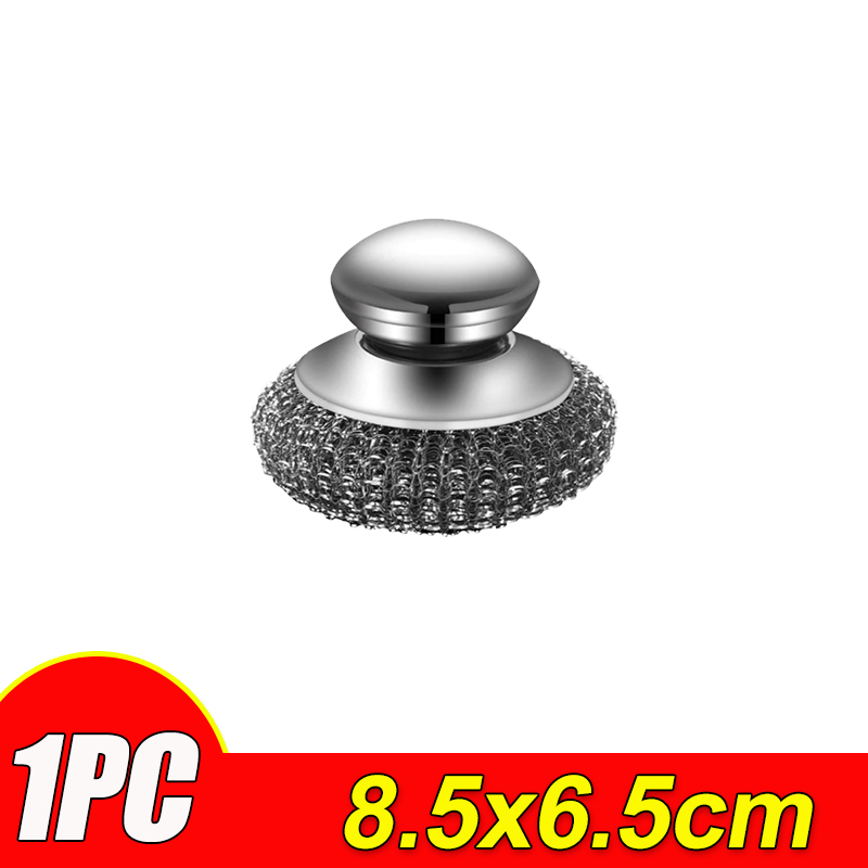 Stainless Steel Pot Brush With Handles Dishwashing Wire Ball Heavy Duty Metal Scrubber For Dishes Pan Household Cleaning Tools: black