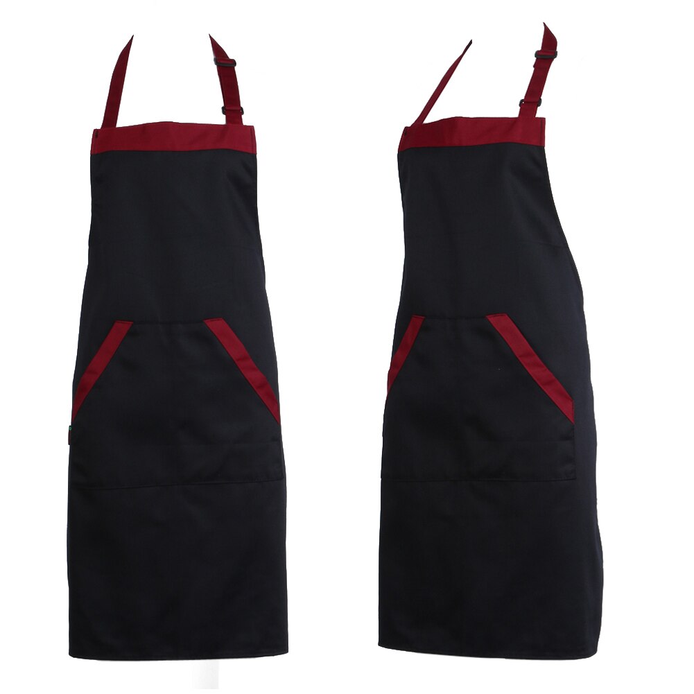 Noir rouge unisexe Chef cuisine cuisine traiteur dos nu tablier bavoir avec 2 poches taille unique en moyen accessoire de cuisine