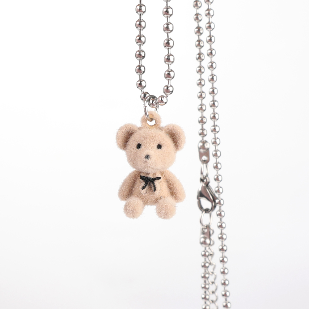 Massaal Beer Bruine Teddybeer Dame Leuke Hanger Ketting Kleine Dieren Hanger Mode Kettingen Vriendschap Sieraden Accessoires: Rood-Bruin