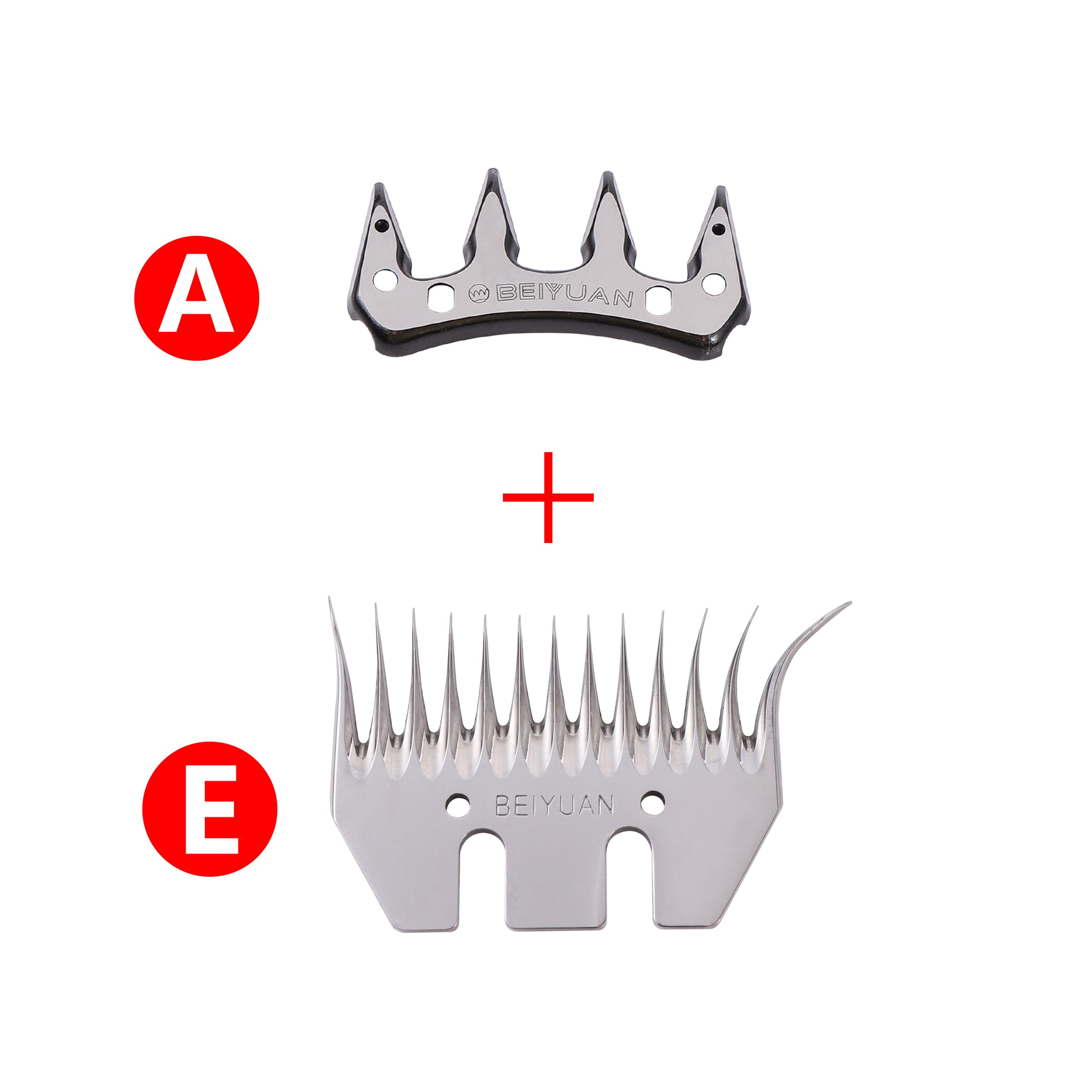Tijeras de esquilar ovejas y cabras, herramienta alternativa recta para esquilar ovejas, hoja curva de 4/9/13 dientes, 2 piezas: A 1pc and E 1pc