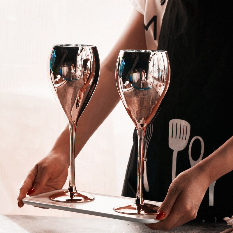 Champagne Fluiten Glazen Crystal Rose Goud Wijn Glas Sap Drink Cocktail Beker Bruiloft Party Huwelijk Wijn Keuken Drinkwaren