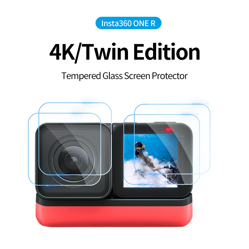 TELESIN 2 Sets Screen Protector for Insta360 4k/Twin Edition Lens Protector Glass Tempered Film with Screen Protector Protective