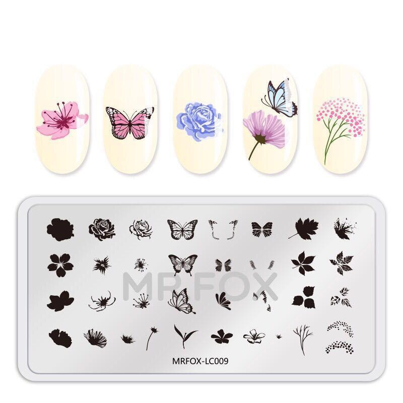 1pc negle stempling plader forårsblomster mønster billede stempling print negle art skabeloner gør det selv manicure stencils stempel værktøj: 09