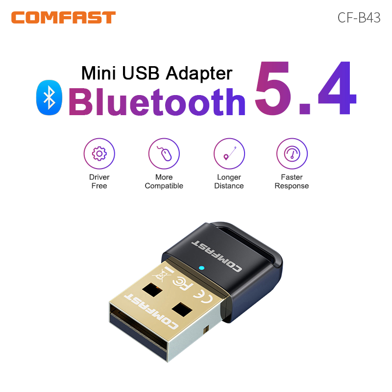 Comfast USB Bluetooth 5.4 Adapter 100M/20M BT5.4 Dongle for PC Wireless Mouse Keyboard Music Audio Transmitter Free Drive Win11: Silver