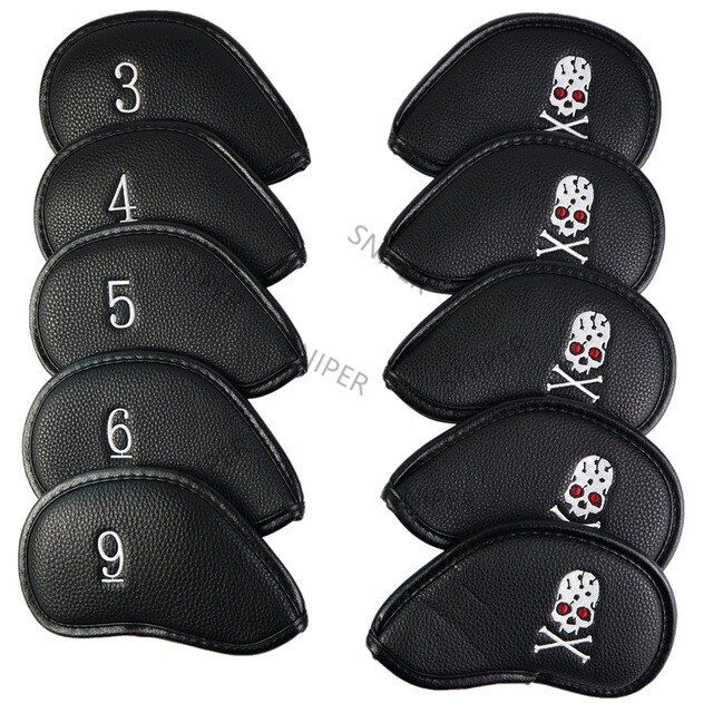 NRC Golf iron Headcovers Exquisite PU Thick PU Leather Golf Club Iron Head Covers Accessories: 10pcs black