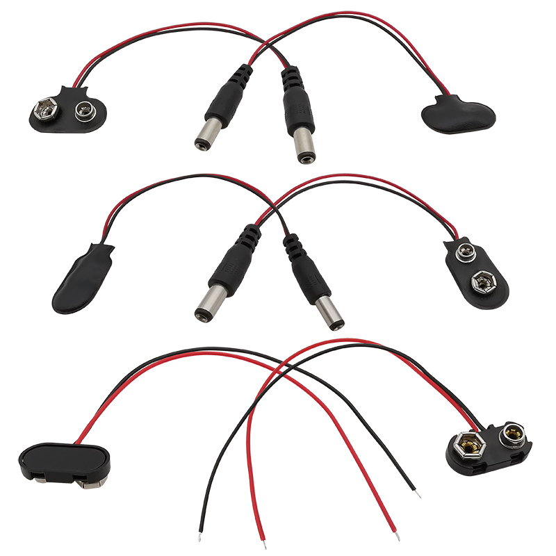5pz 9 V connettore clip batteria I/T tipo 9 volt fibbia batteria scatta cavi custodia 5.5x2.1mm DC spina maschio per Arduino fai da te