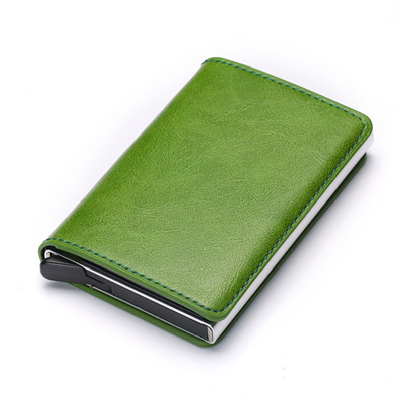 Bycobecy Zaken Id Card Case Mannen Creditcardhouders Mode Automatische Rfid Kaarthouder Aluminium Bankkaart Portefeuilles: Green X-12B