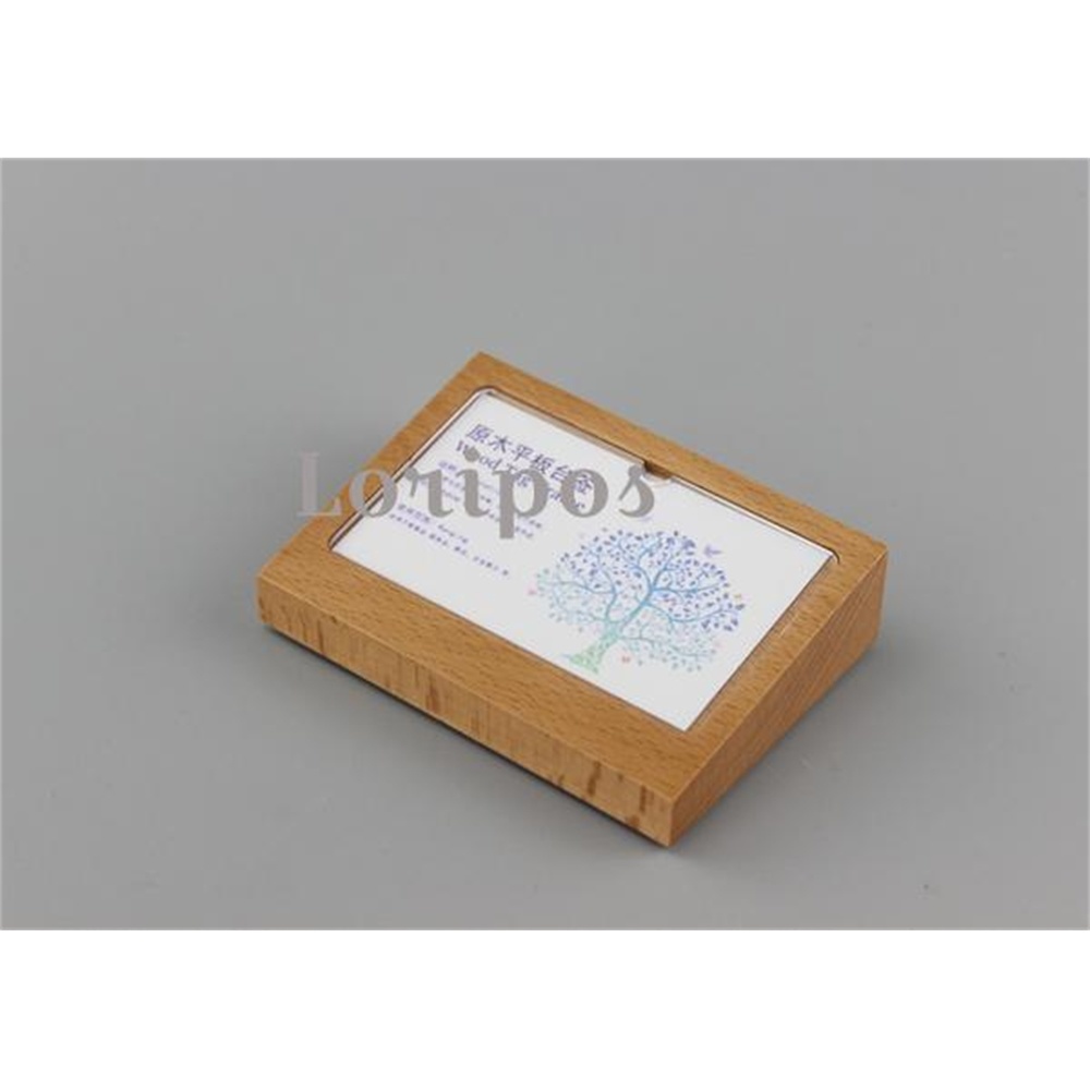 Træ fotoramme stativ træ skrivebord skilt etiket holder prisskilt info display papir billedramme foto visitkort ramme