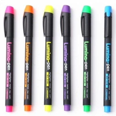 6 stk / lot lumina penne highlighter til papir kopi fax diy tegning tusch pen kunst papirvarer kontor materiale skoleartikler