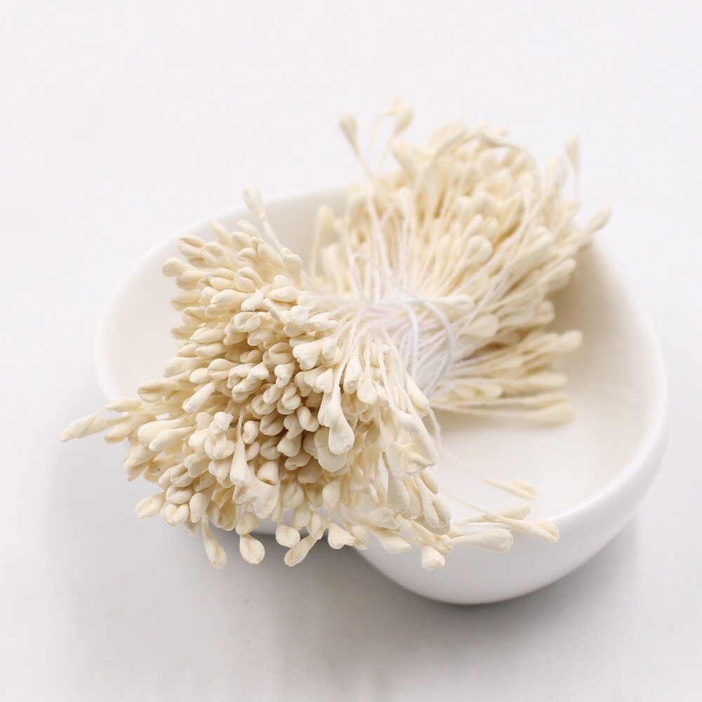 360Pcs/lot Mini Flower Stamen Artificial Flowers Pistil Wedding Party Decoration DIY Scrapbook Handmade Craft Flower Accessories: Milky White