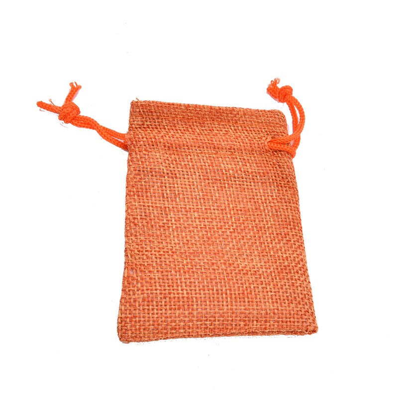 10*14cm Linen Hessian Sack Jewelry Pouch Drawstring Bags Drawstring Bags 10Pcs: orange