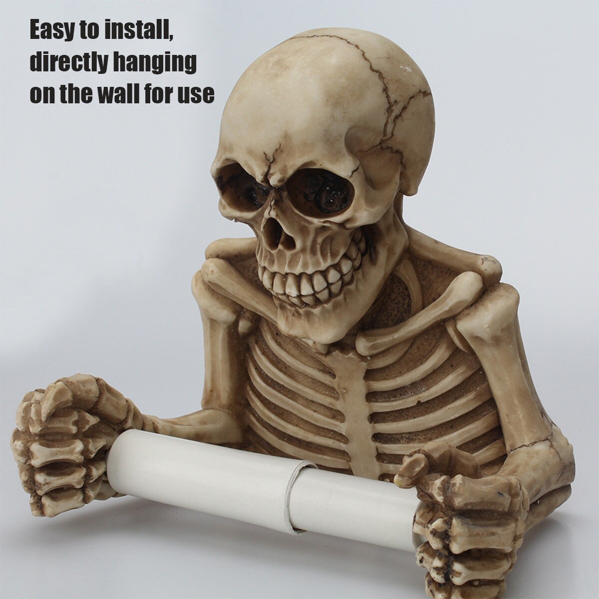 Skull Toilet Paper Holder Wall Mounted Tissue Box Paper Roll Holder 3D Sanitary Paper Storage Bar Bathroom Storage Box Organizer