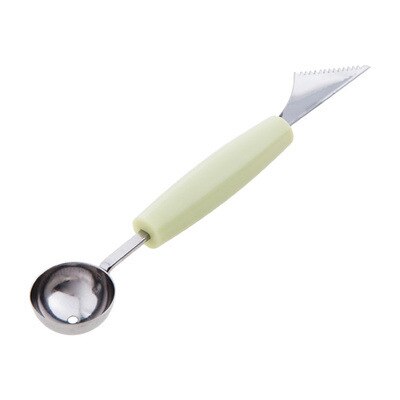 Basedidea Melon Ball Scoop Fruit and Vegetable Ball Maker Spoon 2-IN-1 Fruit Decoration Carving Spoon kitchen Cutter: Green