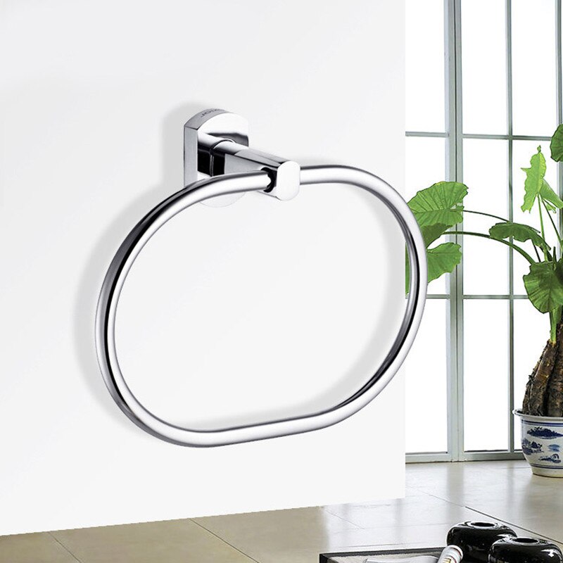 Anneau de serviette forme ronde support de gant de toilette mural cintre en alliage de Zinc accessoires de salle de bain Chrome barre de serviette de bain