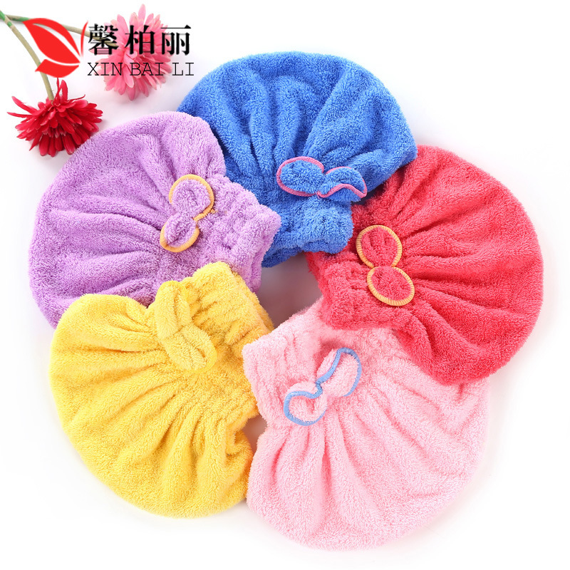 1 unidad de gorro de ducha de franela con lazo, gorro de microfibra suave para dormir, gorro absorbente para secar el cabello, bonitos accesorios de baño de salón