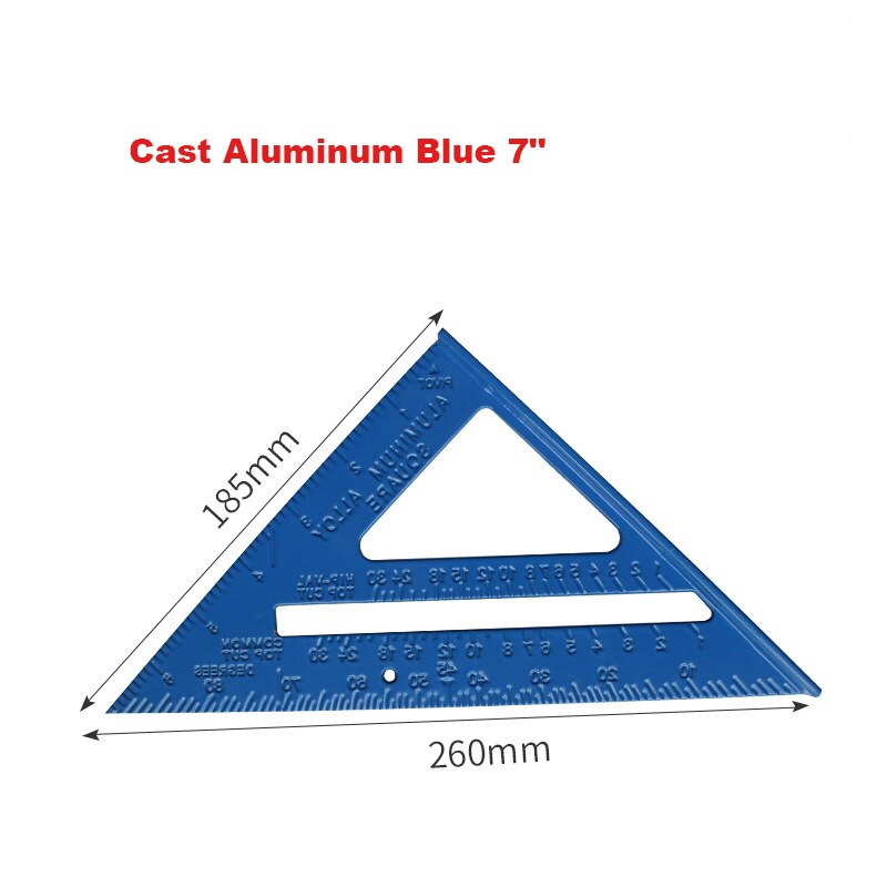 Triangle Rule 90 Degree Thickening Angle Rule Aluminum Alloy Carpenter Measurement Square Ruler Layout Tool Measurement Tool: Imperial 7INCH BLUE