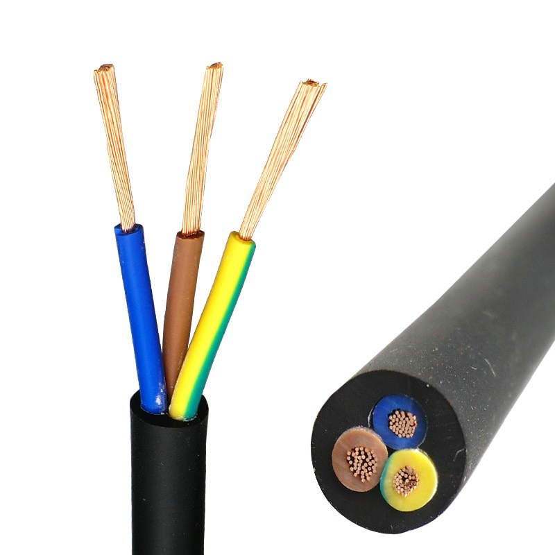 Zachte Rubberen Kabel 3 core 0.75, 1, 1.5mm ² met Weerstand Tegen Olie Slijtage en Verwering Flexibele Rubber Draad Medium Type YZW 1m