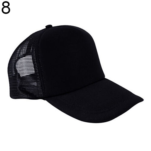 Unisex Trucker Cap Baseball Mesh Adjustable Hats: Black