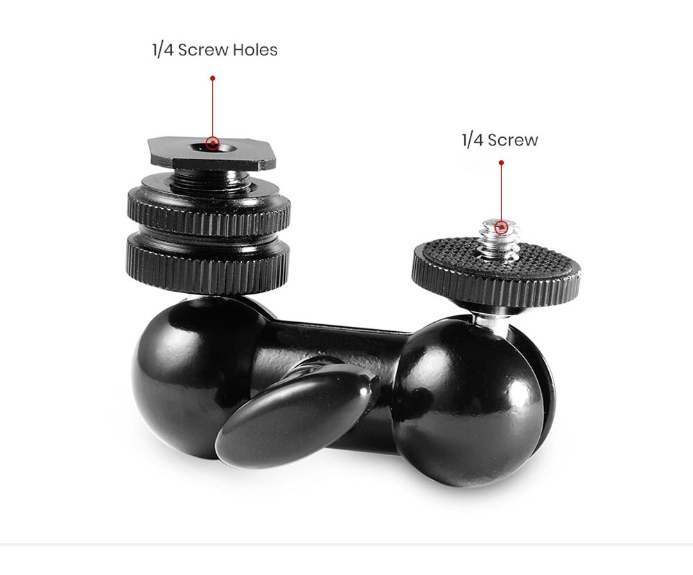 Multi-Function Double Ball Head Articulating Magic Arm w/ Shoe Mount 1/4 Screw for Camera Monitor Led Light Camera Cage