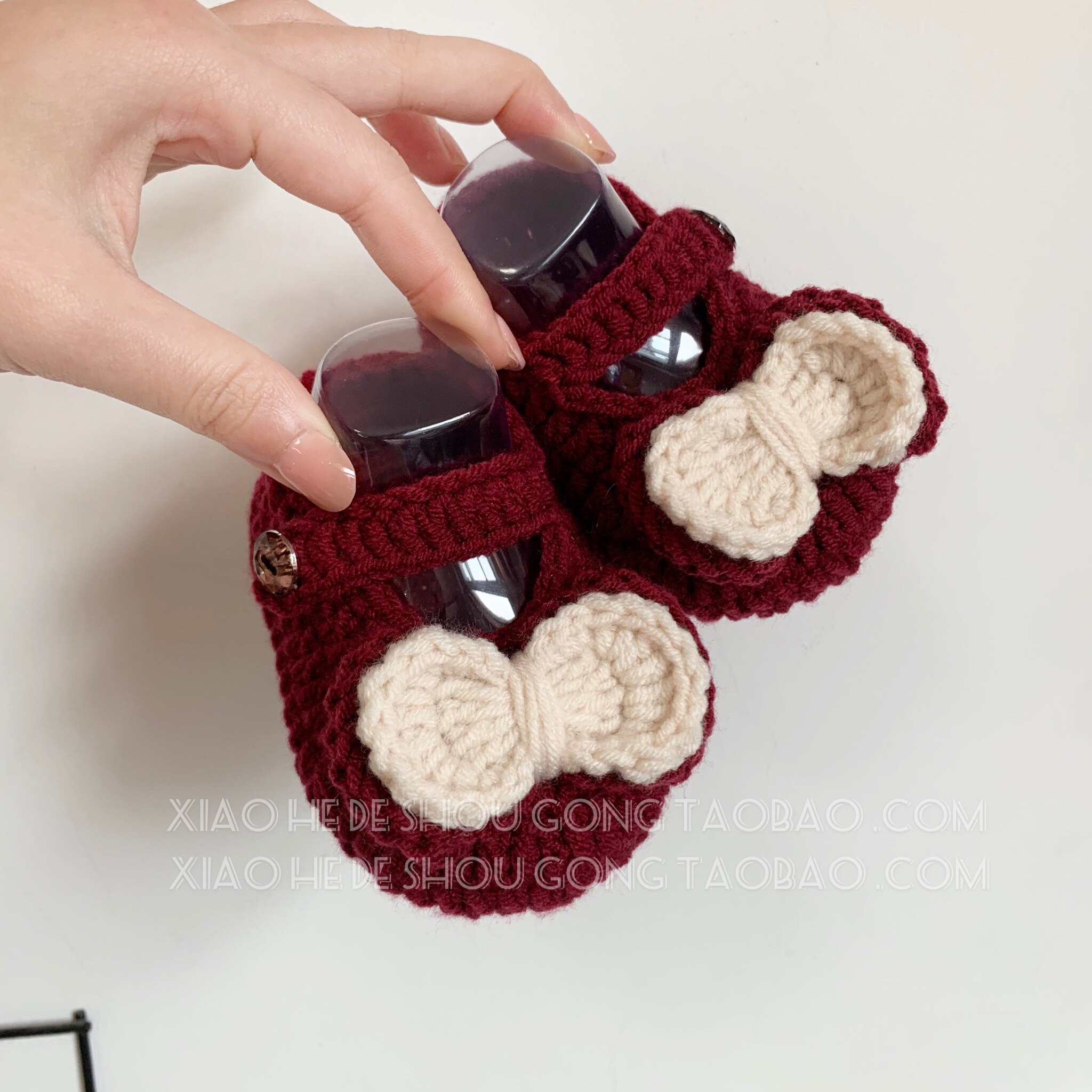 Tissé à la main mignon noeud bébé chaussures matériel paquet 0-9 mois princesse chaussures bébé chaussures enfant en bas âge chaussures: Rose / 9cm