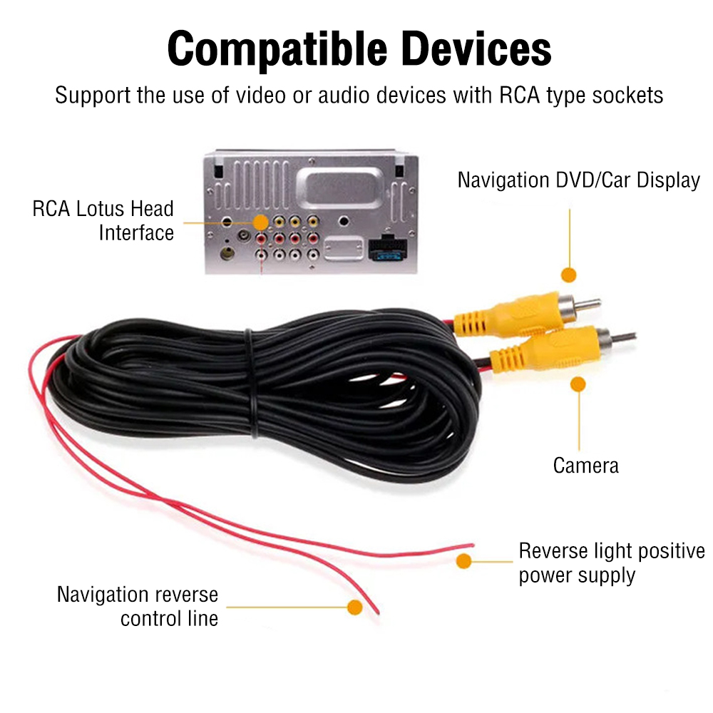 Cable de vídeo RCA de 6M/10M/20M para cámara de visión trasera de coche, Cable Universal para conectar cámara de marcha atrás con Monitor Multimedia para coche