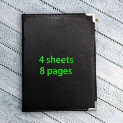 Beauty Salon Price List Folder Display Menu Book PU Leather Material: 4 sheets black
