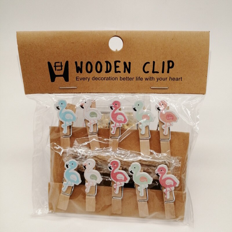10pcs/bags Clothes Clip Wooden Clips 35mm Decoration Craft Natural Pegs Mini Clothespin Wooden Clip for Clothes Hair Accessories: bird