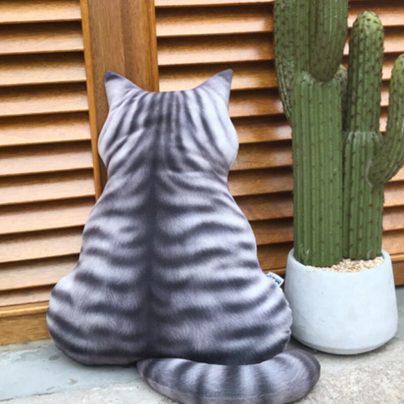 Strip Cat Shape Plush Cushions Pillow Back Shadow Comfortable Cushion Cat Shape Filled Animal Cushion Kids Cute Pillow Toys