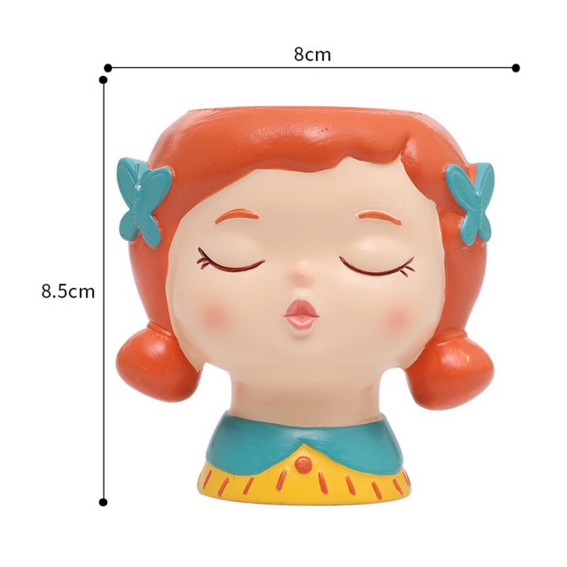 Bloempot emaille schattig cartoon meisje bonsai vetplant bloempot bureau handwerk decoratie accessoires m: A1