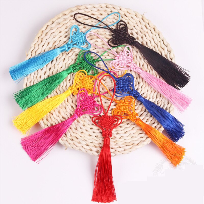 10PCS Love Heart Chinese Knot Tassels DIY Pendant Jewelry Home Textile Curtain Garment Sewing Macrame Decoration Craft Tassels