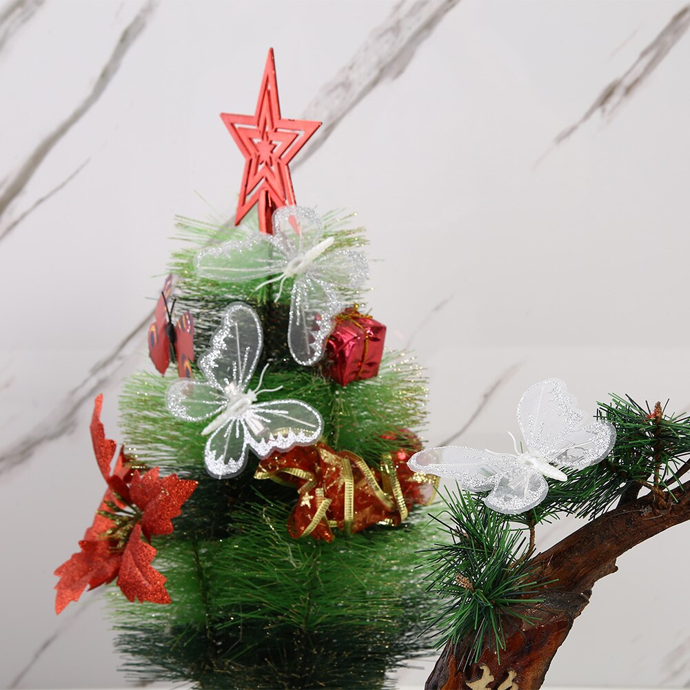 12 stk juletræ sommerfugl form klip vedhæng dukke klip hjem år dekors festival forsyninger hvid