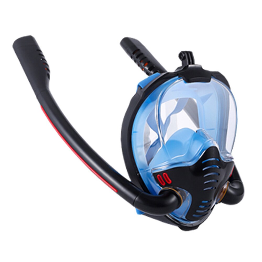 Smaco Scuba Diving Mask Full Face Anti Fog Adult Youth Underwater Wide View Snorkel Mask Waterproof Swimming Masks Camera Mount: Black and blue / L/XL