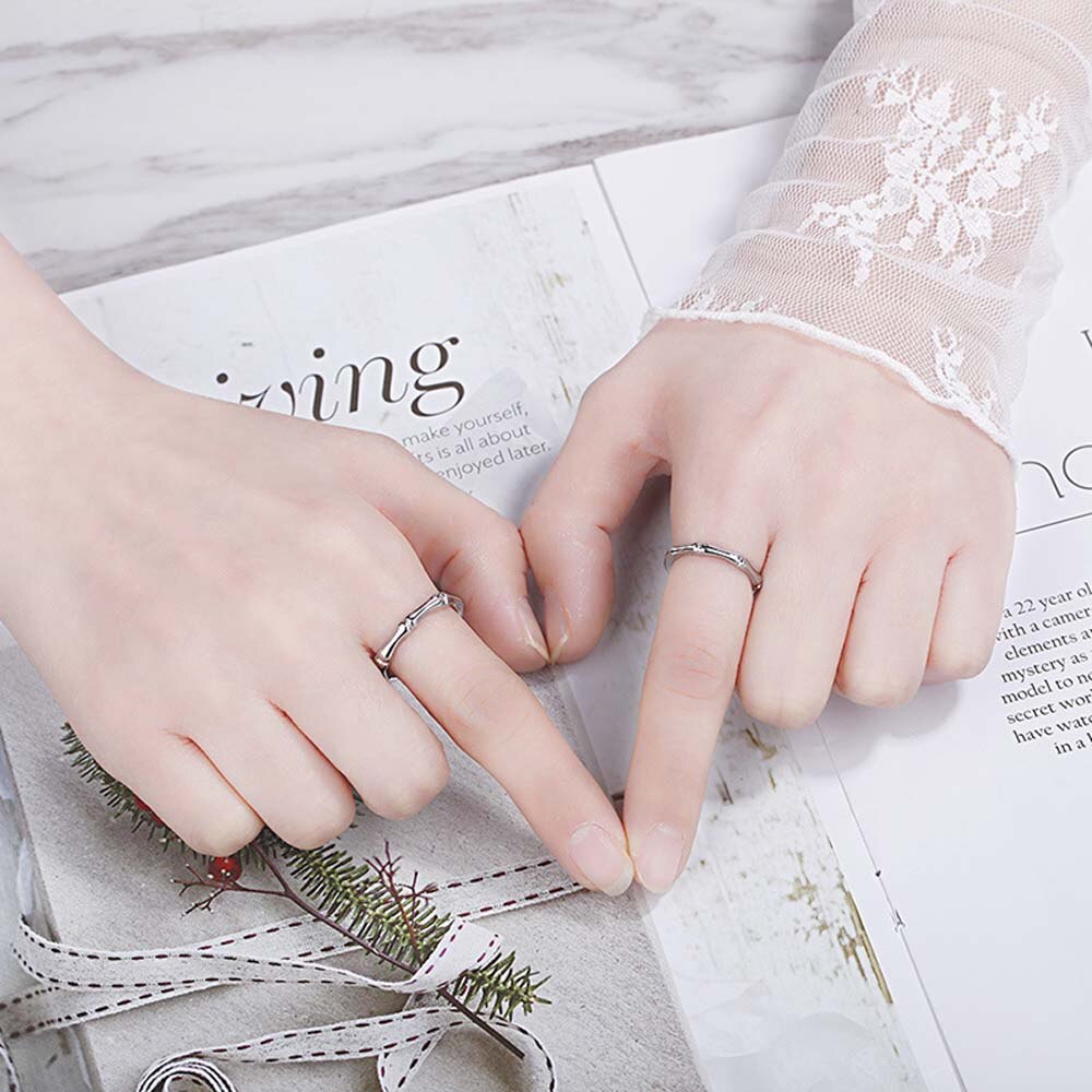 1 Stuk Bamboe Vorm Koper Goud Zilver Kleur Vinger Ring Voor Mannen Vrouwen Wedding Party Opening Minnaar Ring