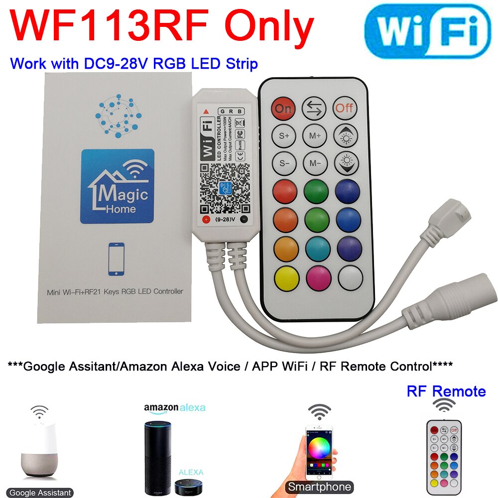 Magic Home-controlador de tira LED para teléfono inteligente, RGB, RGBW, Bluetooth, Control RF/infrarrojos, Control remoto por voz, Alexa y Google