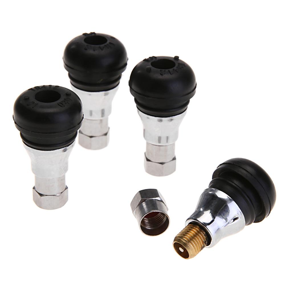4 stk/parti dekkventil bil krom gummi tubeless hjul dekk dekk ventil stammedeksel egnet til standard 11mm felghull