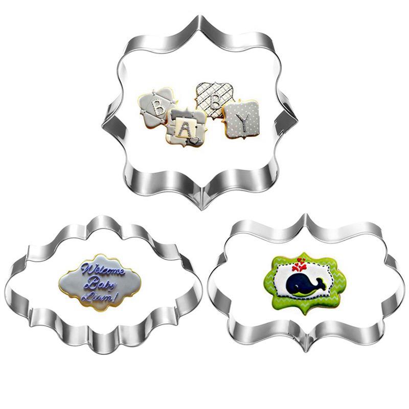 Sukkerkakeform 3 stk plakkekutterkaker ramme diy kake oval firkantet rektangel fancy rustfritt kakeform: 4