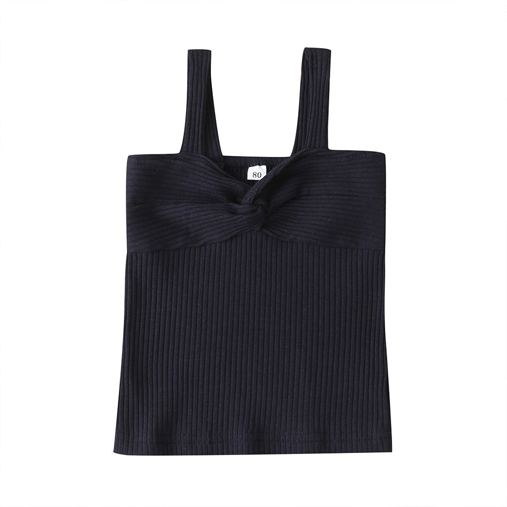 Baby Zomer Kleding Peuter Baby Meisje Kleding Mouwloos Vest Tops Zomer Casual Mode Soild Top Outfits: Navy / 9m