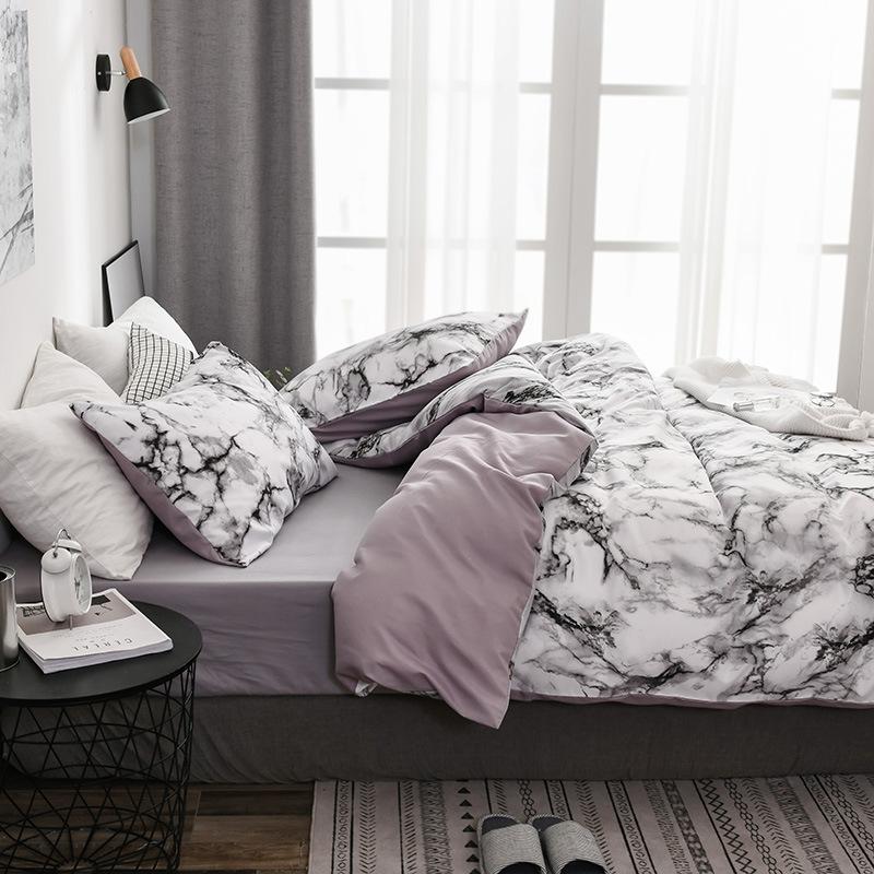 White Marble Pattern Bedding Sets Duvet Cover Set 2/3pcs Single Queen King Size Bed Linen Quilt Cover (No Sheet No Filling)