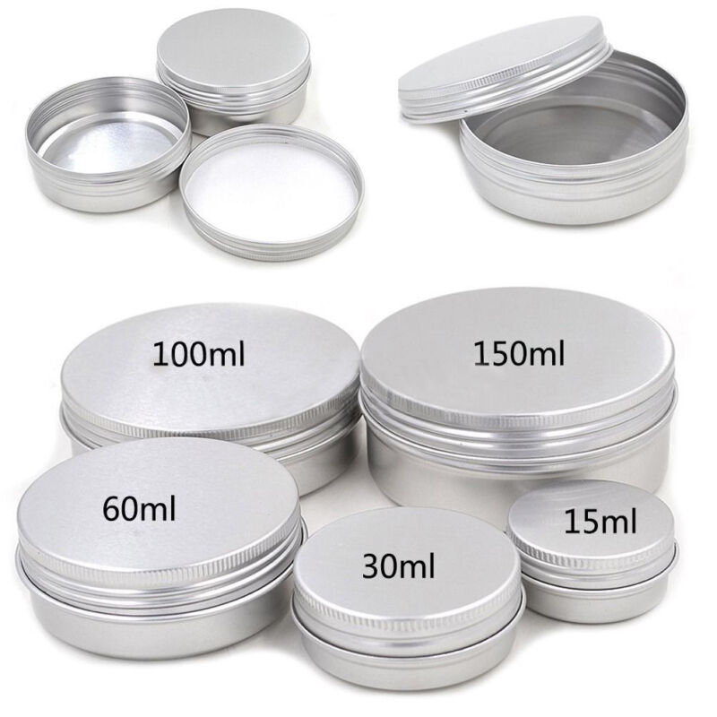 1X Aluminium Lege Cosmetische Pot Jar Tin Container Zilveren Box Schroef Deksel Craft
