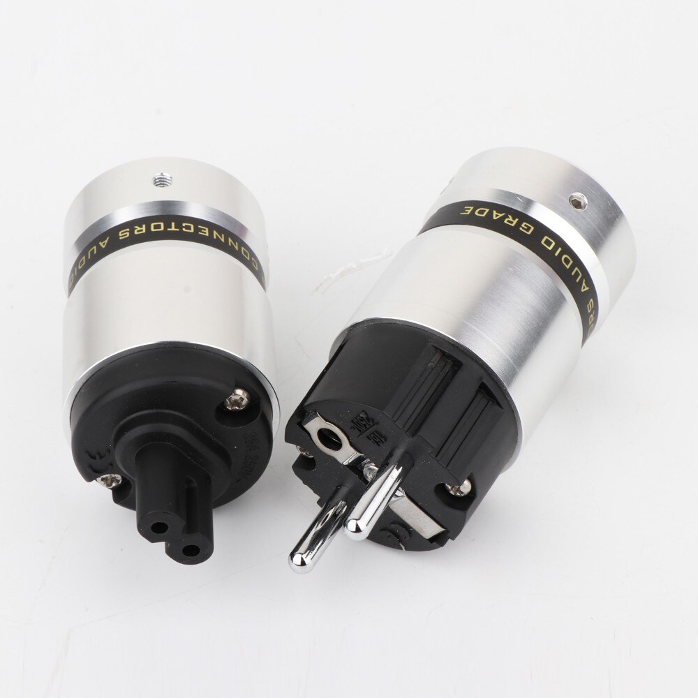 Preffair P080SA Rhodium Plated Schuko Male Plug Hifi Figure 8 IEC C7 Plug Female Socket DIY Power Cord Cable