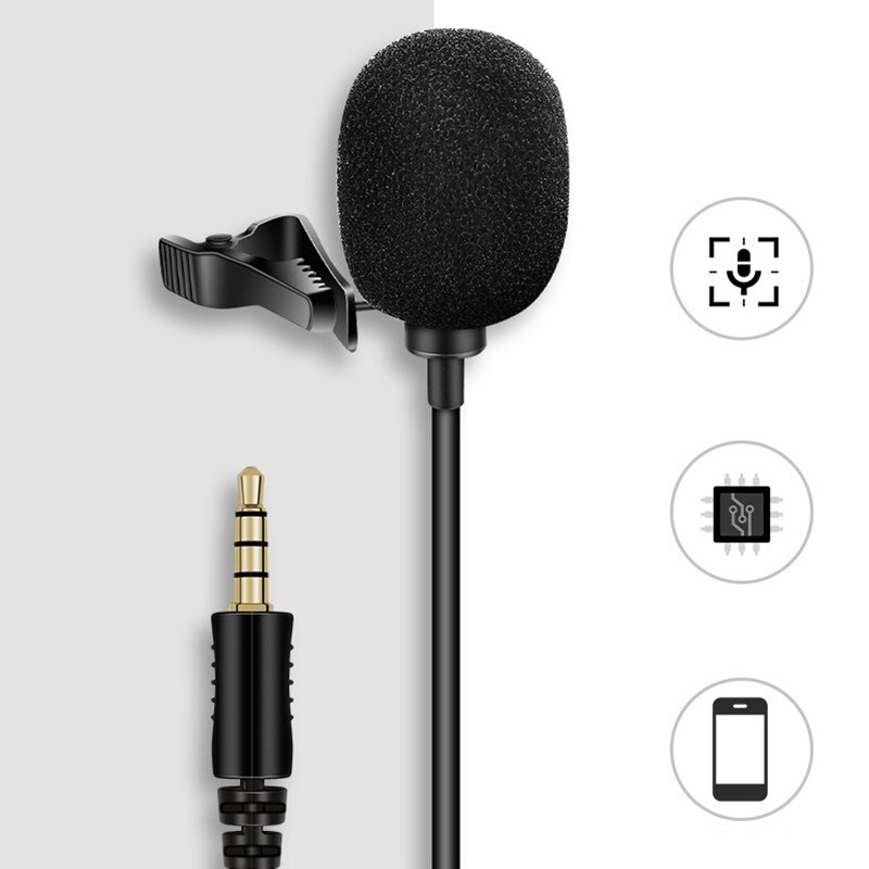 Mini Portable Clip-on Lapel Lavalier Condenser Mic Wired Microphone for Phone Chatting Video Meeting Song Recording