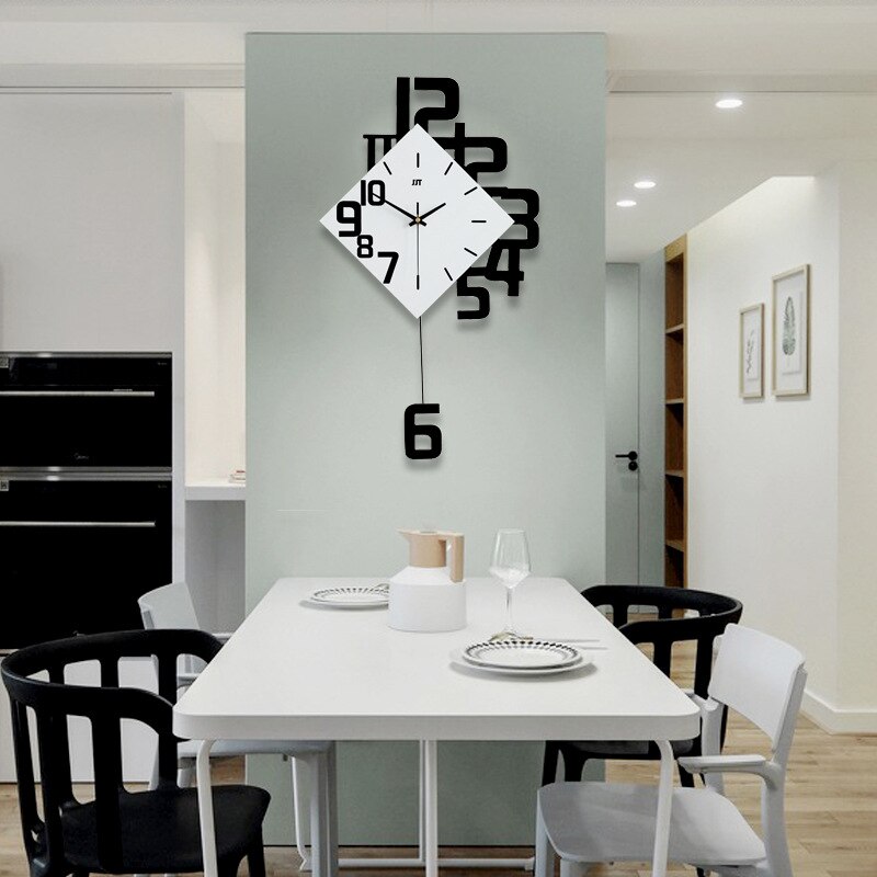 Klok Digitale Klok Mode Woonkamer Wandklok Houten Creatieve Decoratie Muur Horloge Quartz
