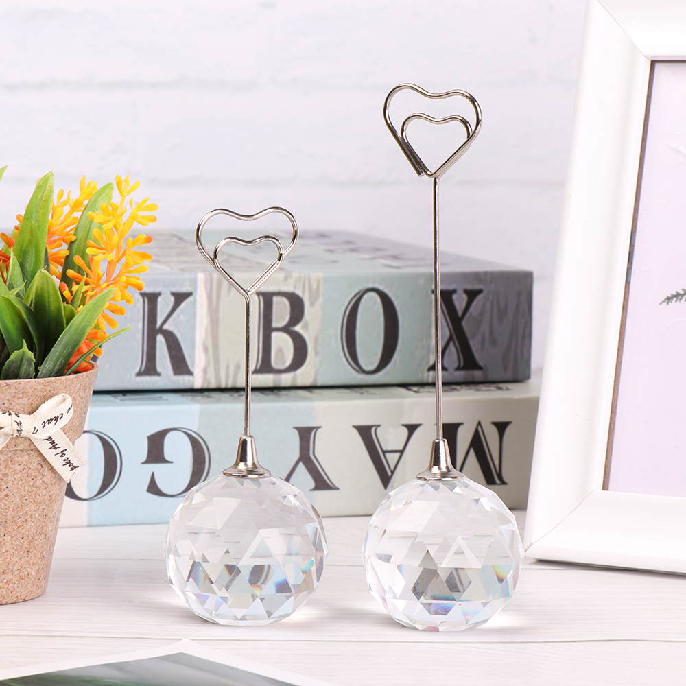 For Wedding Party Supplie Romantic Heart Shape Photo Clip Table Number Stand Desktop Decor Clear Crystal Diamond Place Card Hold