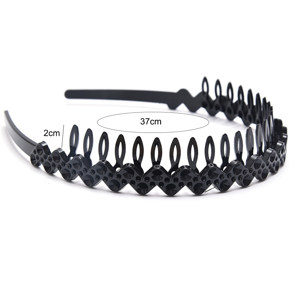 Serre-tête élastique en métal dur, 1 pièce, noir uni, extensible, fin, serre-tête, fermoir, peigne, couronne de dents