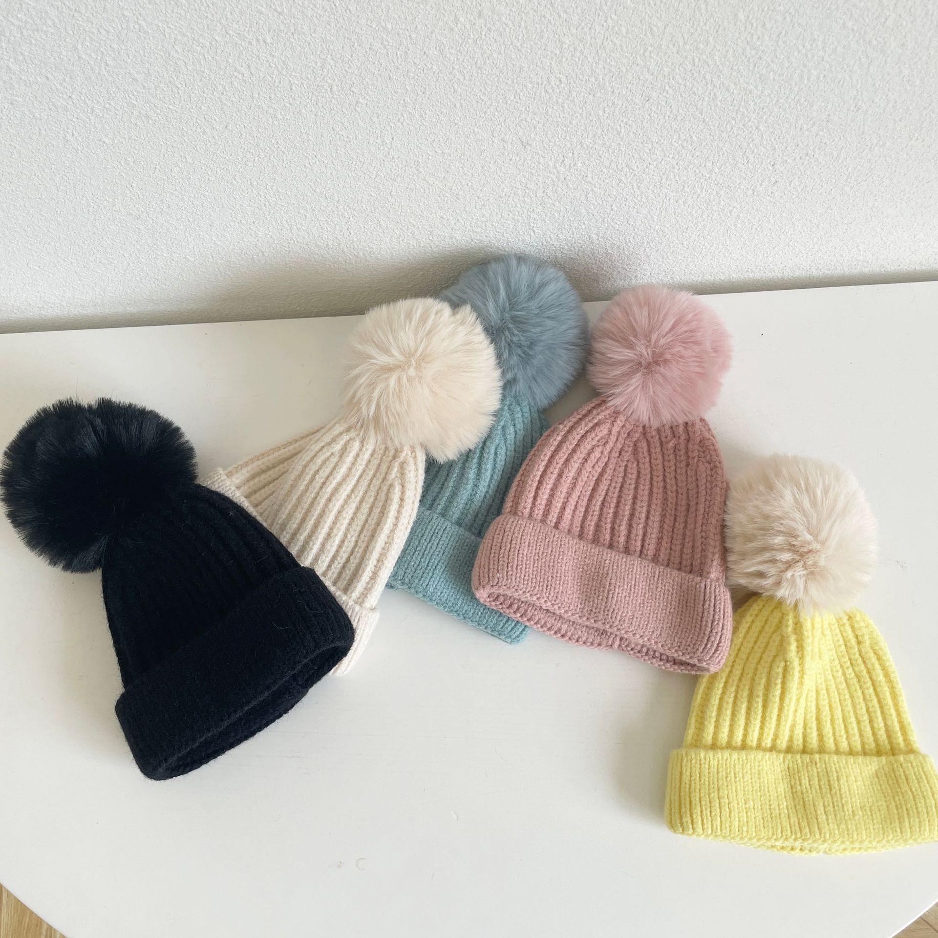 baby jente lue søt pompong baby lokk lue høst vinter varm strikket låve jente luer fast hårball strikk låve caps panser