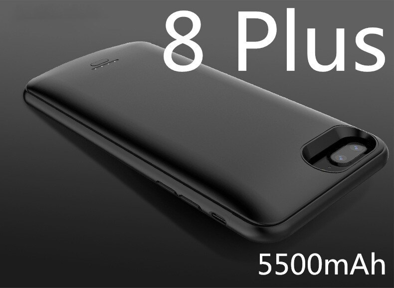5500mAh Battery Charger Case For iPhone 6 7 8 6s plus 8 plus Battery Case Power Bank Charging Capa Ultra Slim External Back Pack: Black 8 plus