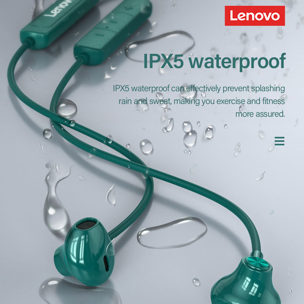 Lenovo-auriculares inalámbricos SH1 originales, cascos con Bluetooth 5,0, IPX5 resistentes al agua, magnéticos, con banda para el cuello, deportivos