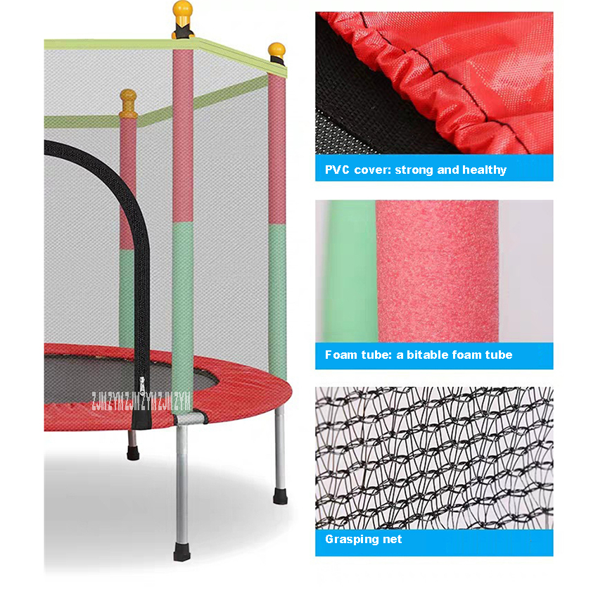 Trampoline rond d'intérieur pour enfants, jouet familial, petit lit de rebond, lit de rebond domestique, avec filet de protection, 1001